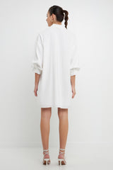 Blouson Sleeve Belted Shirt Dress