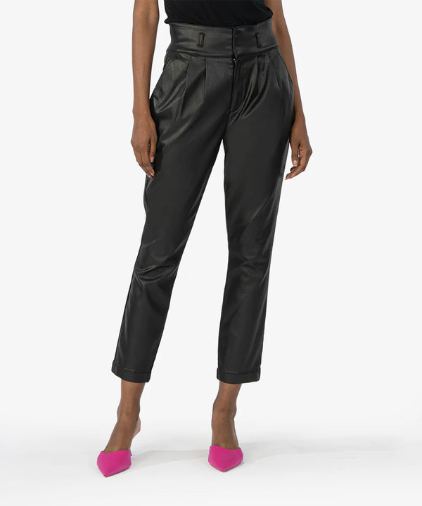 Lessie Coated High Waist Pleated Pant