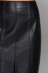 Faux Leather Midi Skirt (Black or Dried Red)